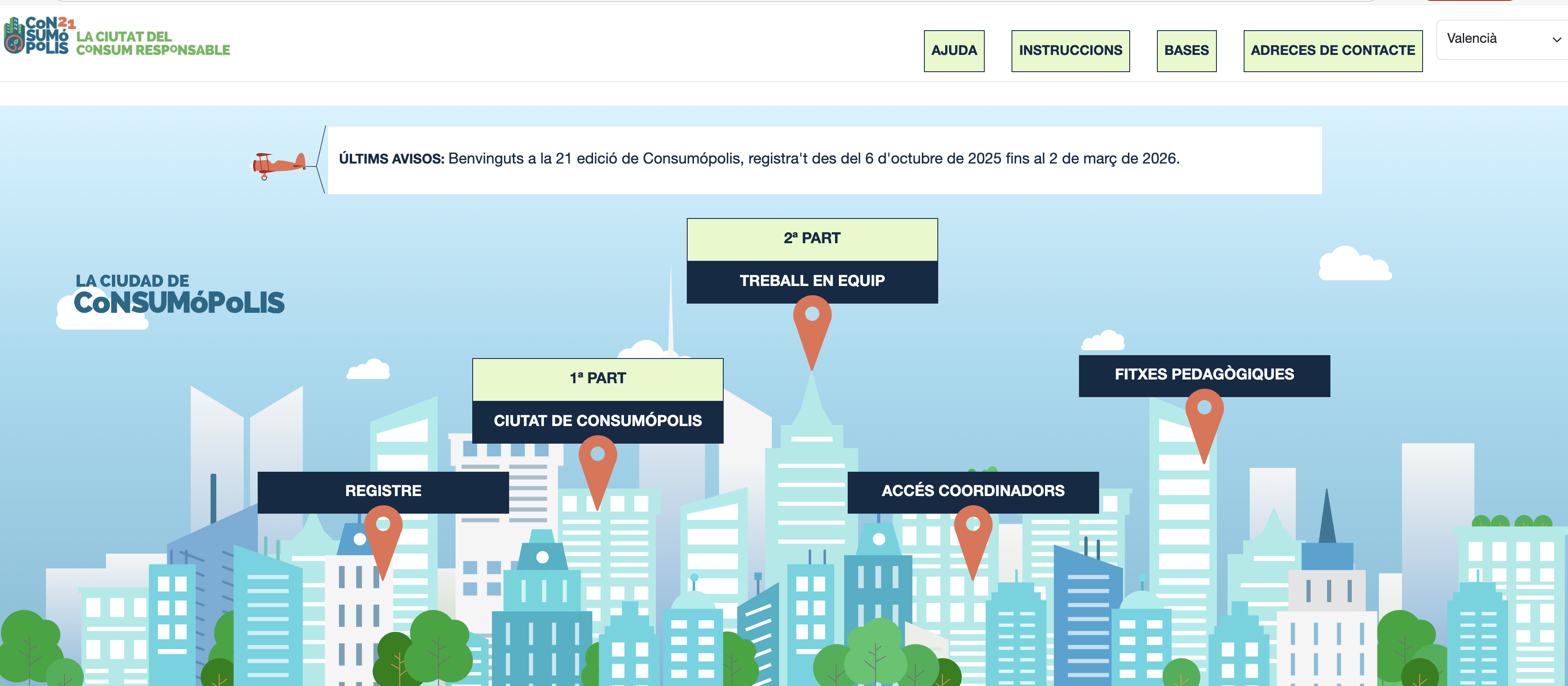 Imatge núm. 4: pantalla de la interfície de la pàgina principal del concurs